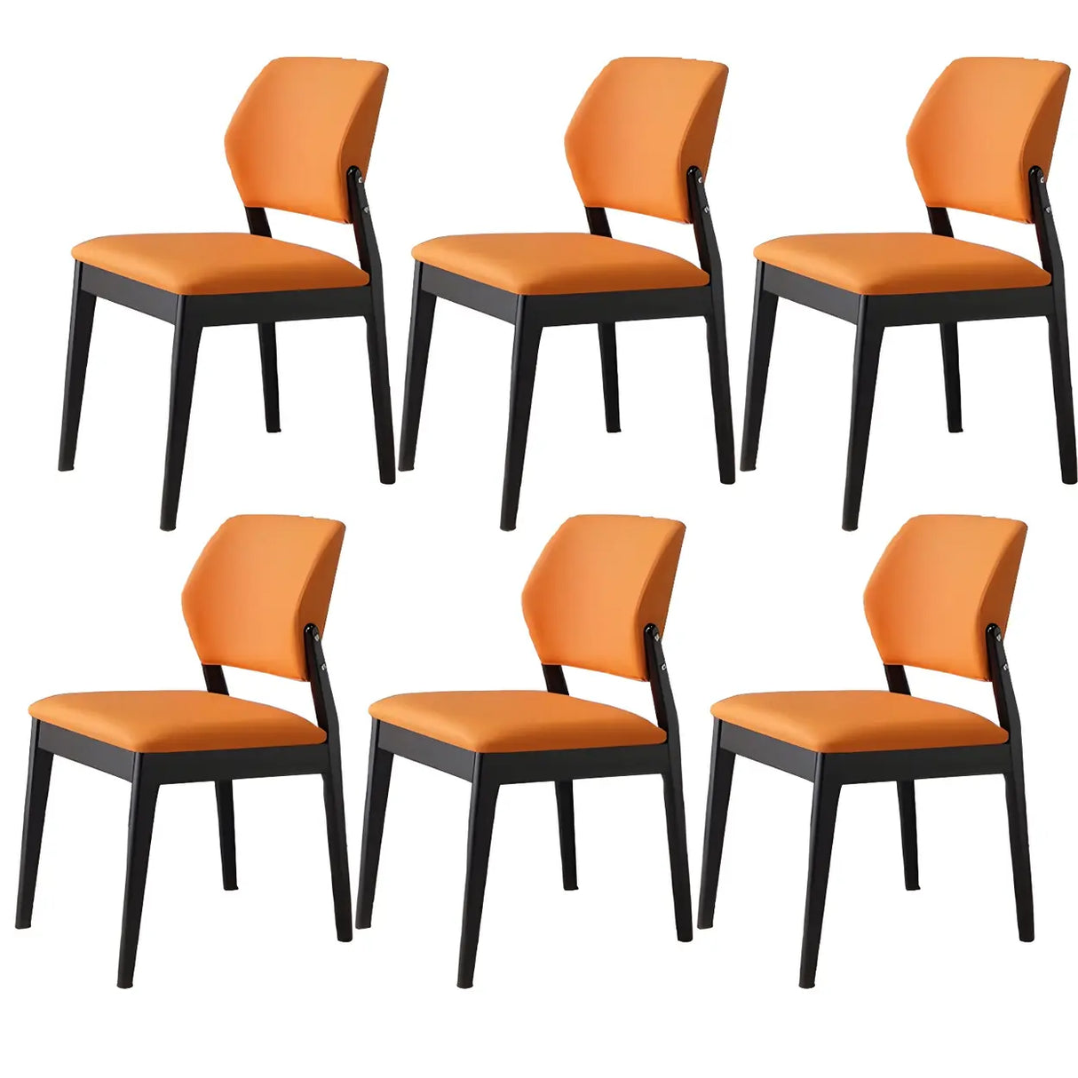 Faux Leather Upholstered Wooden Frame Dining Side Chair Image - 27