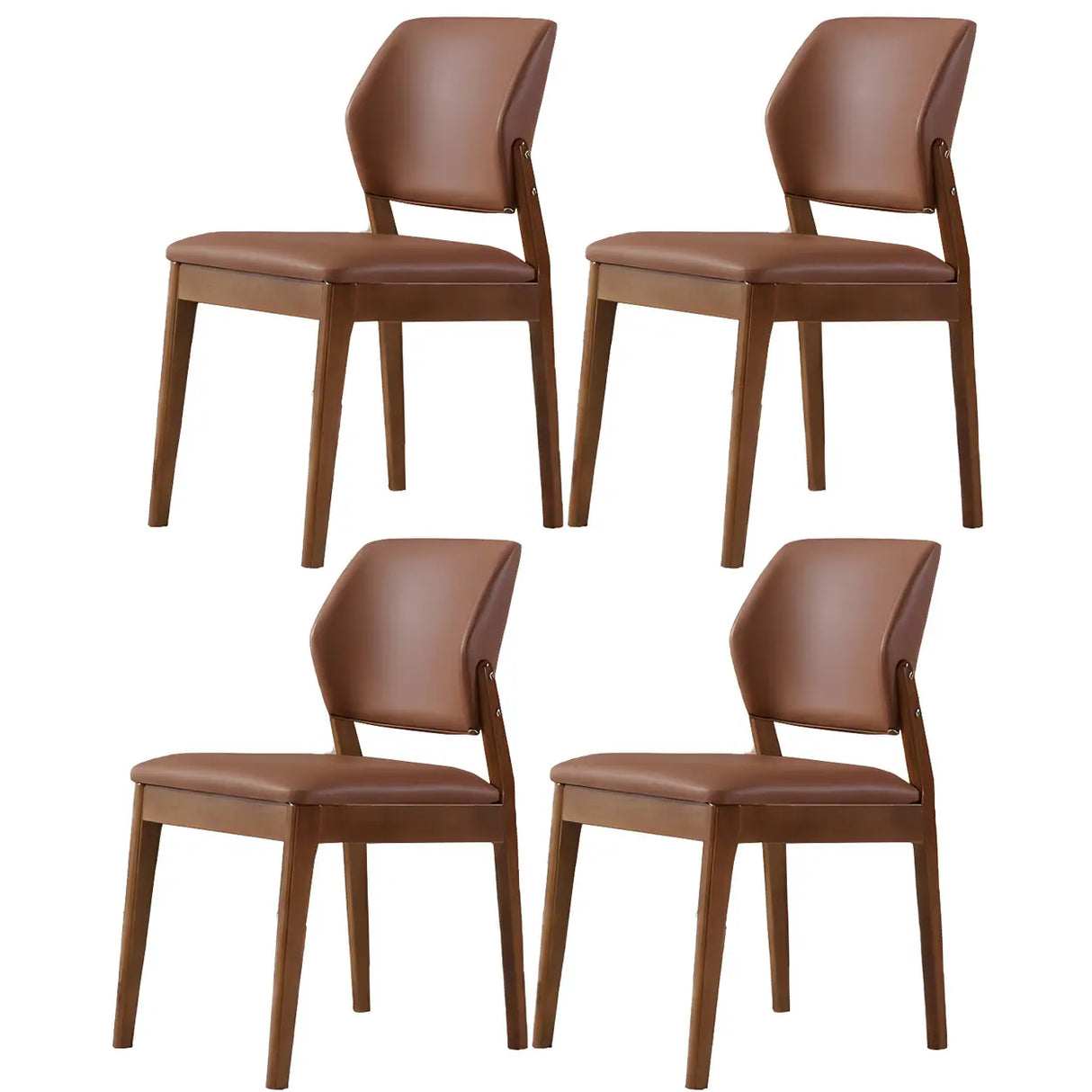 Faux Leather Upholstered Wooden Frame Dining Side Chair Image - 76