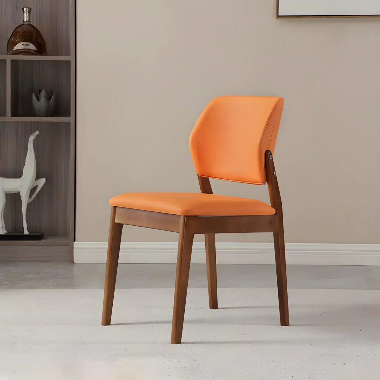 Faux Leather Upholstered Wooden Frame Dining Side Chair Image - 39