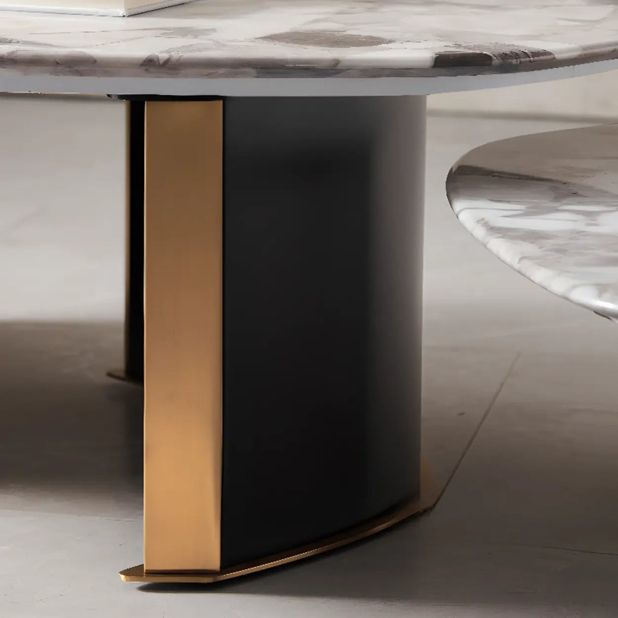Faux Marble Free Form Steel Base Nesting Coffee Table Image - 10