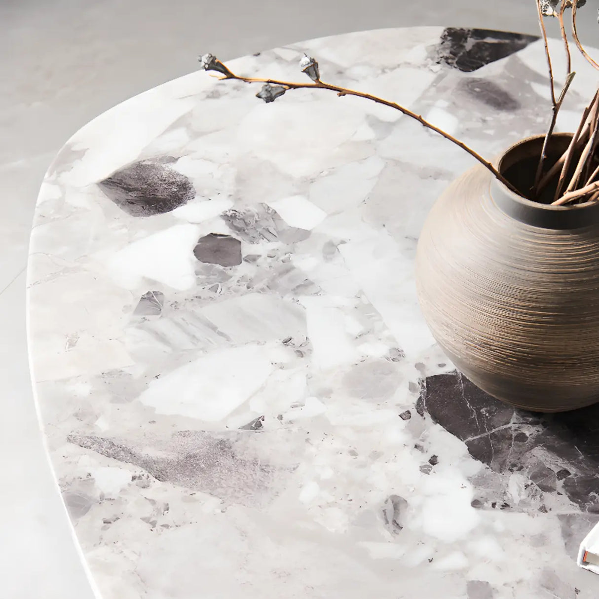 Faux Marble Free Form Steel Base Nesting Coffee Table Image - 6