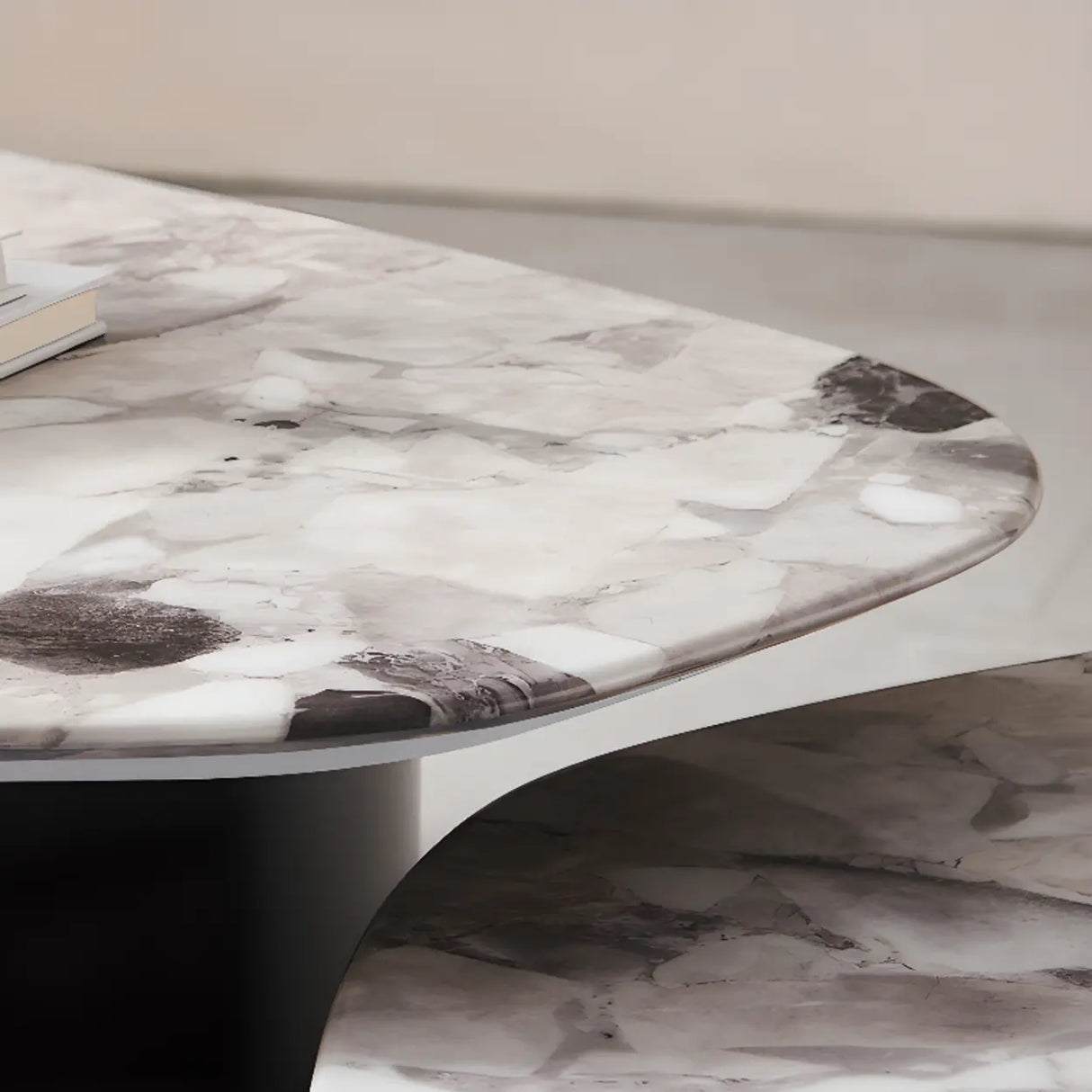 Faux Marble Free Form Steel Base Nesting Coffee Table Image - 7