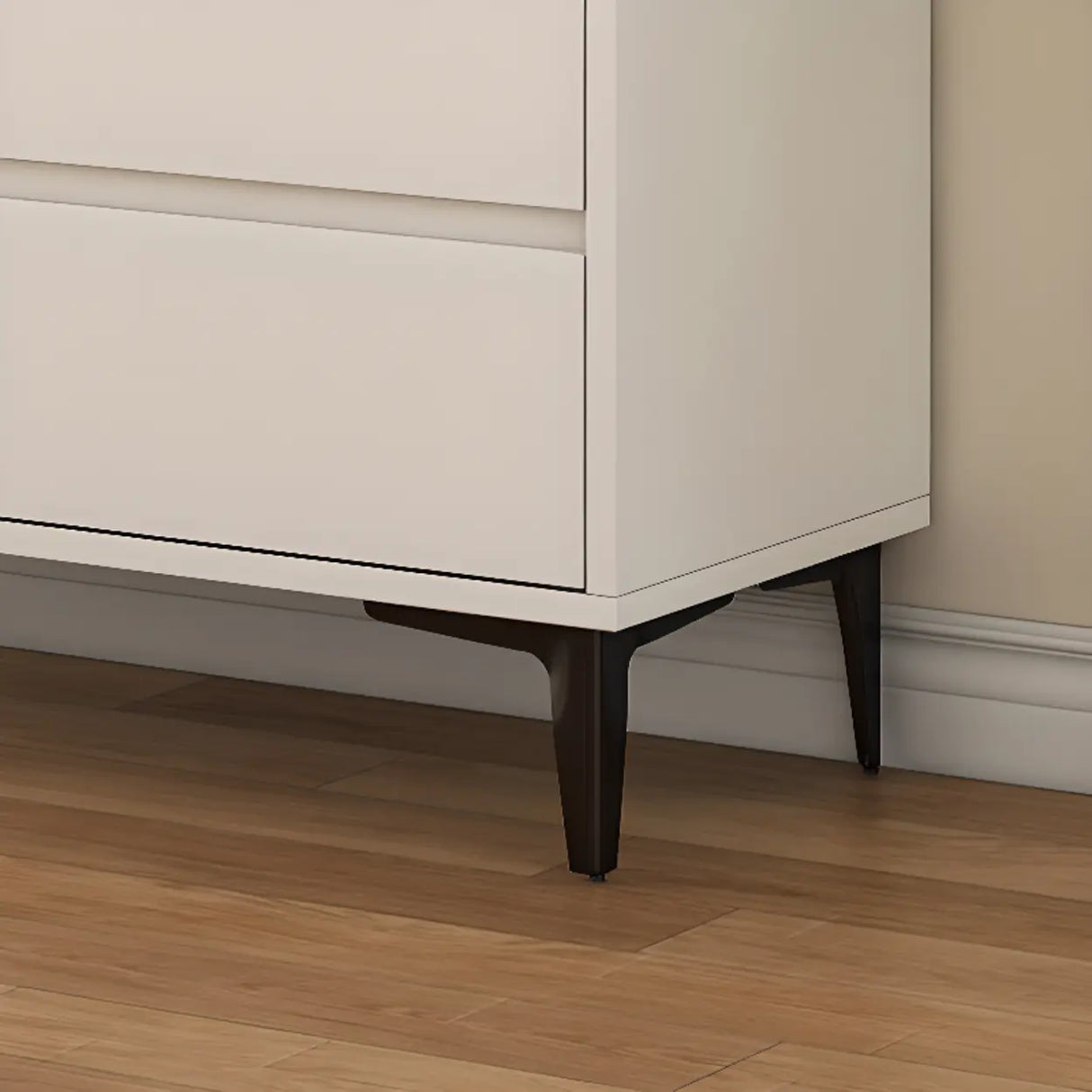 Faux Stone Top White Slab Open Storage Buffet with Drawers Image - 18