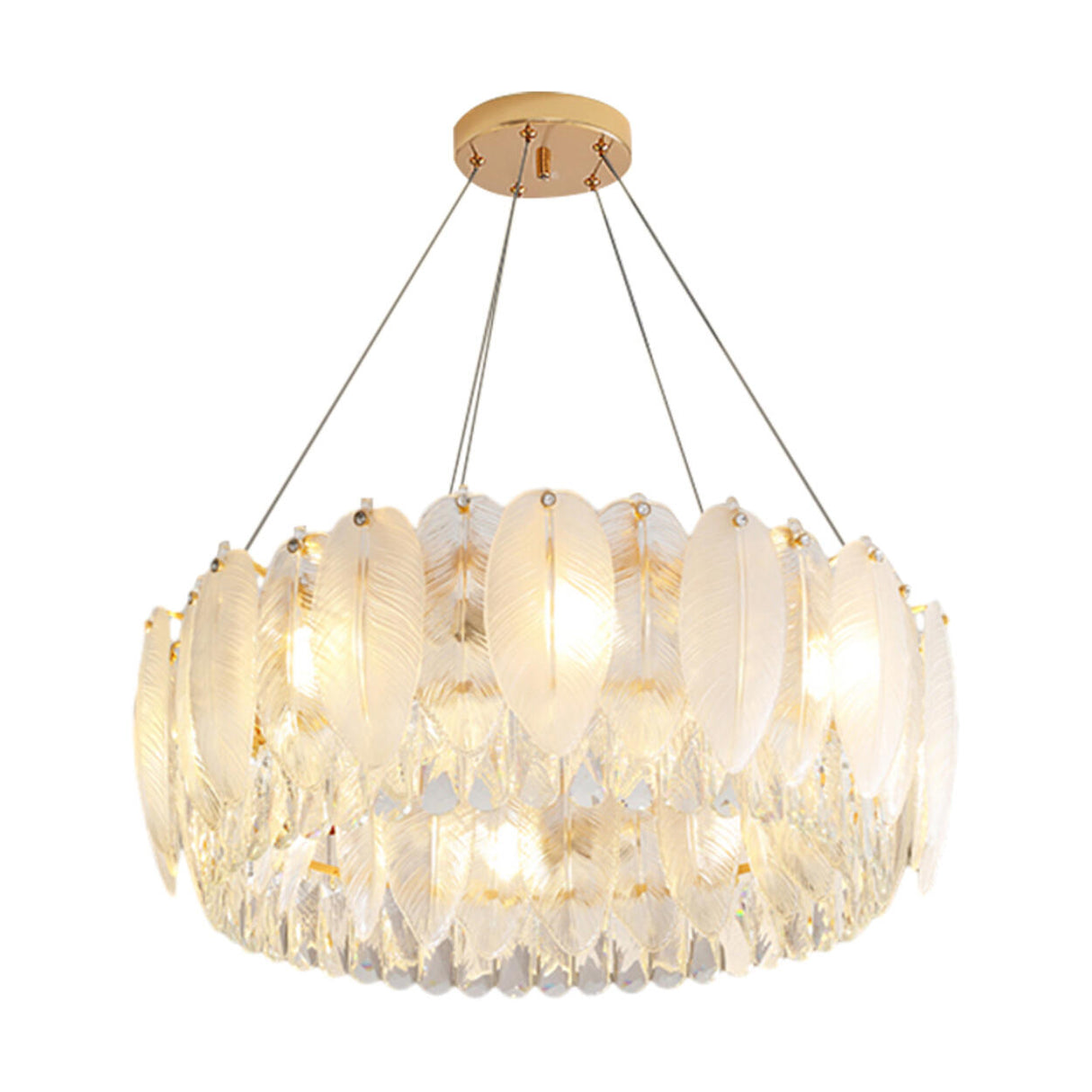 Feather Transparent Crystal Chandelier Kit Adjustable Height Image - 10