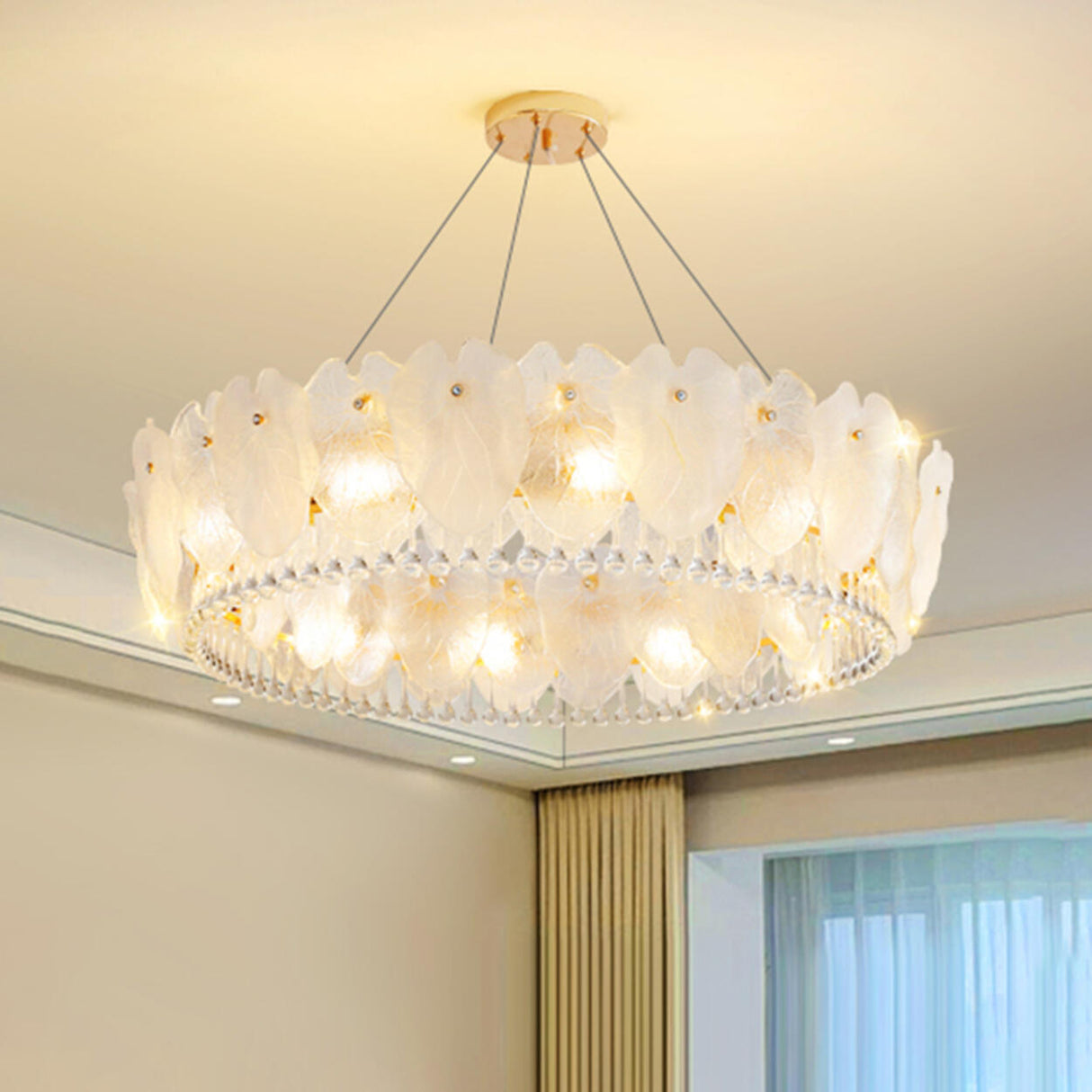 Feather Transparent Crystal Chandelier Kit Adjustable Height Image - 11