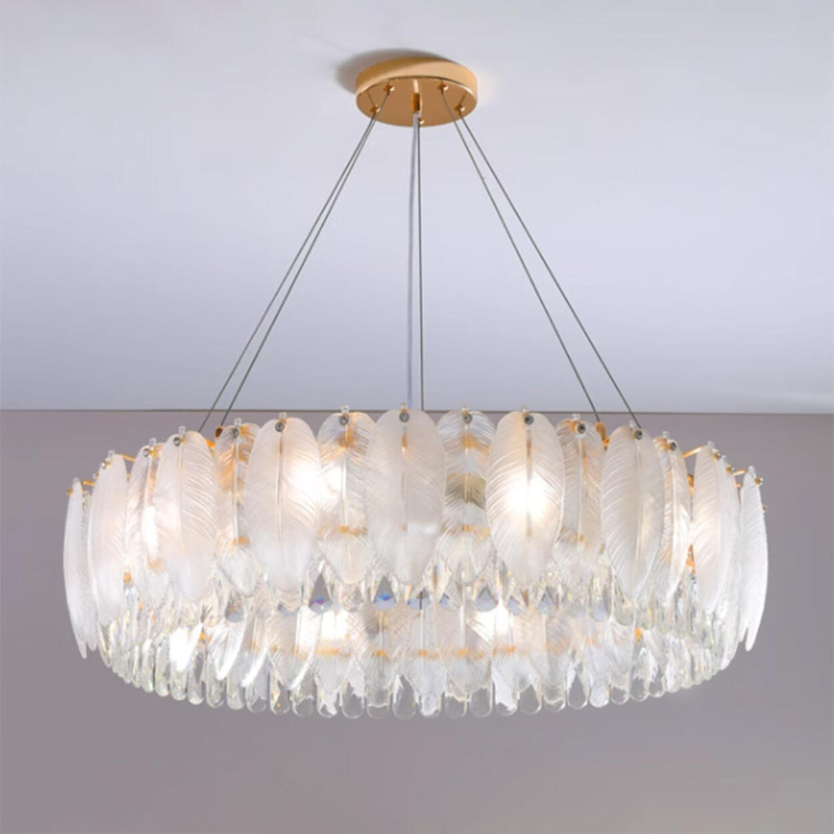 Feather Transparent Crystal Chandelier Kit Adjustable Height Image - 14