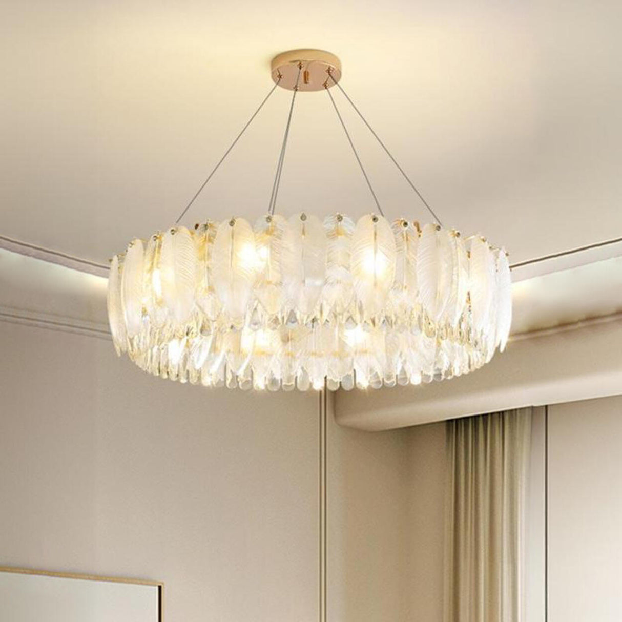 Feather Transparent Crystal Chandelier Kit Adjustable Height Image - 17