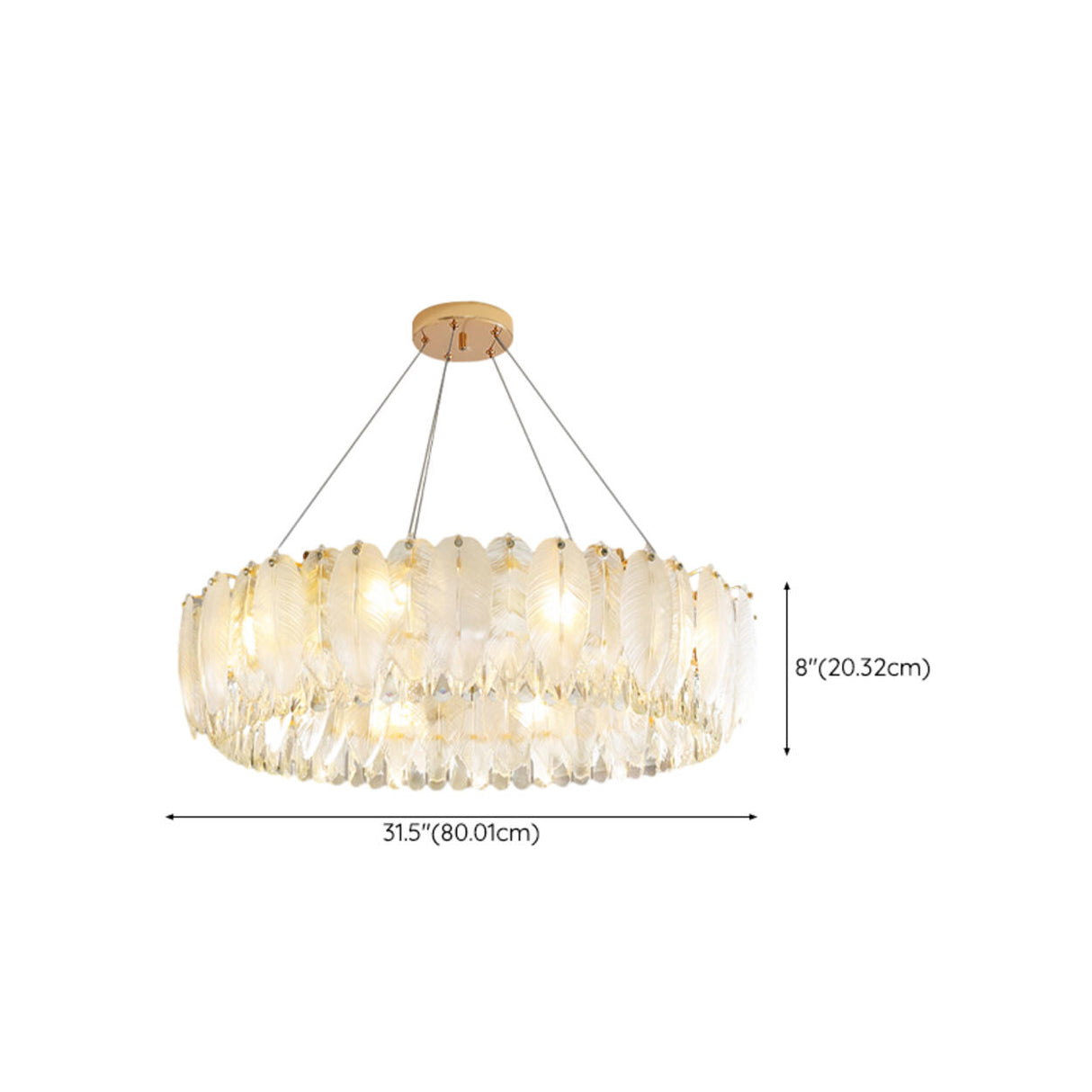 Feather Transparent Crystal Chandelier Kit Adjustable Height Image - 23