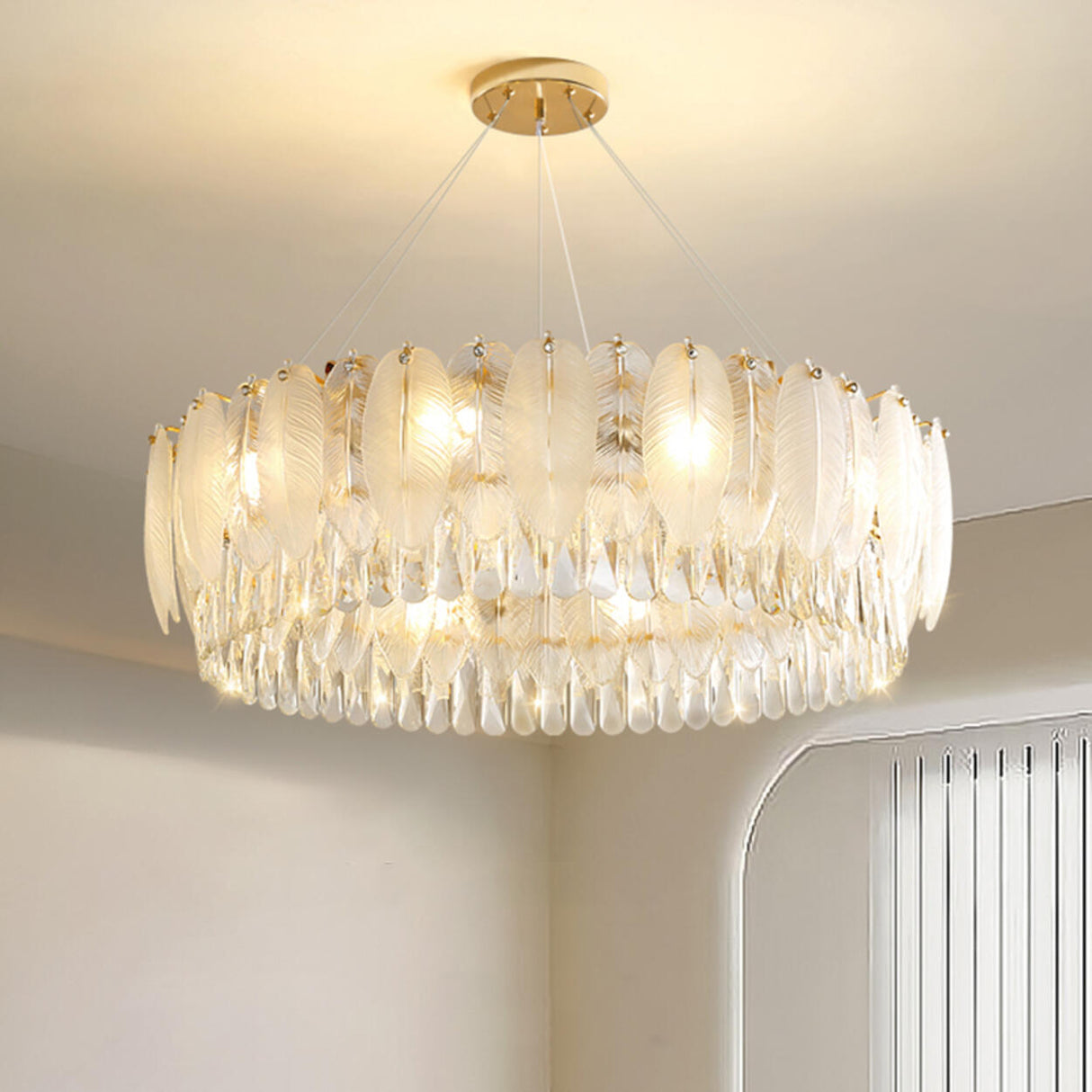 Feather Transparent Crystal Chandelier Kit Adjustable Height Image - 4