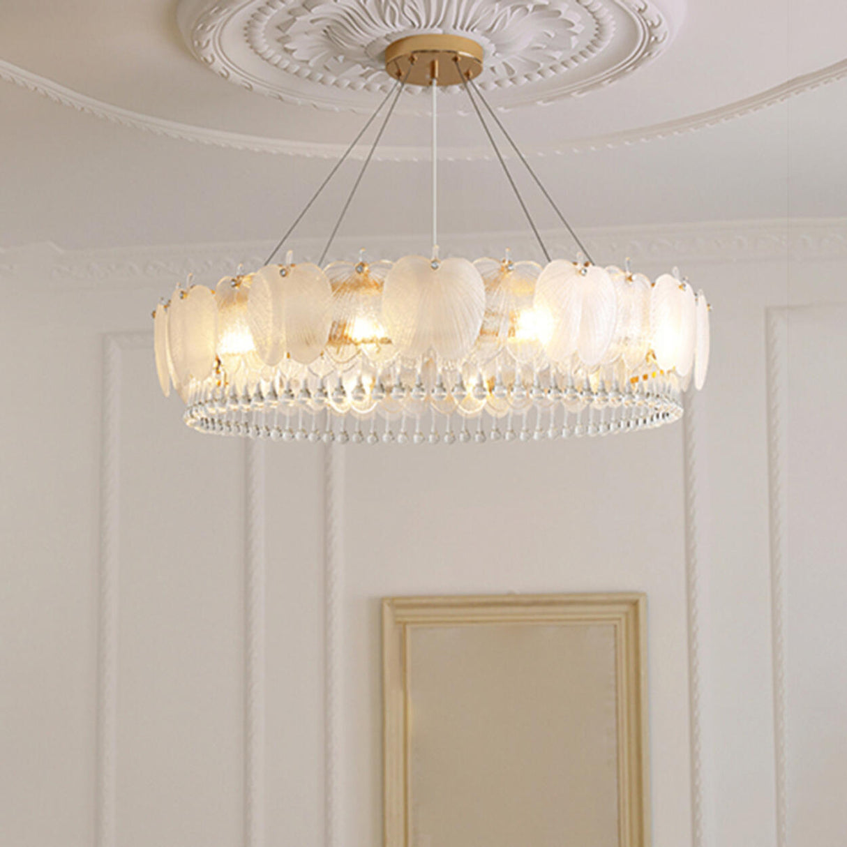 Feather Transparent Crystal Chandelier Kit Adjustable Height Image - 7