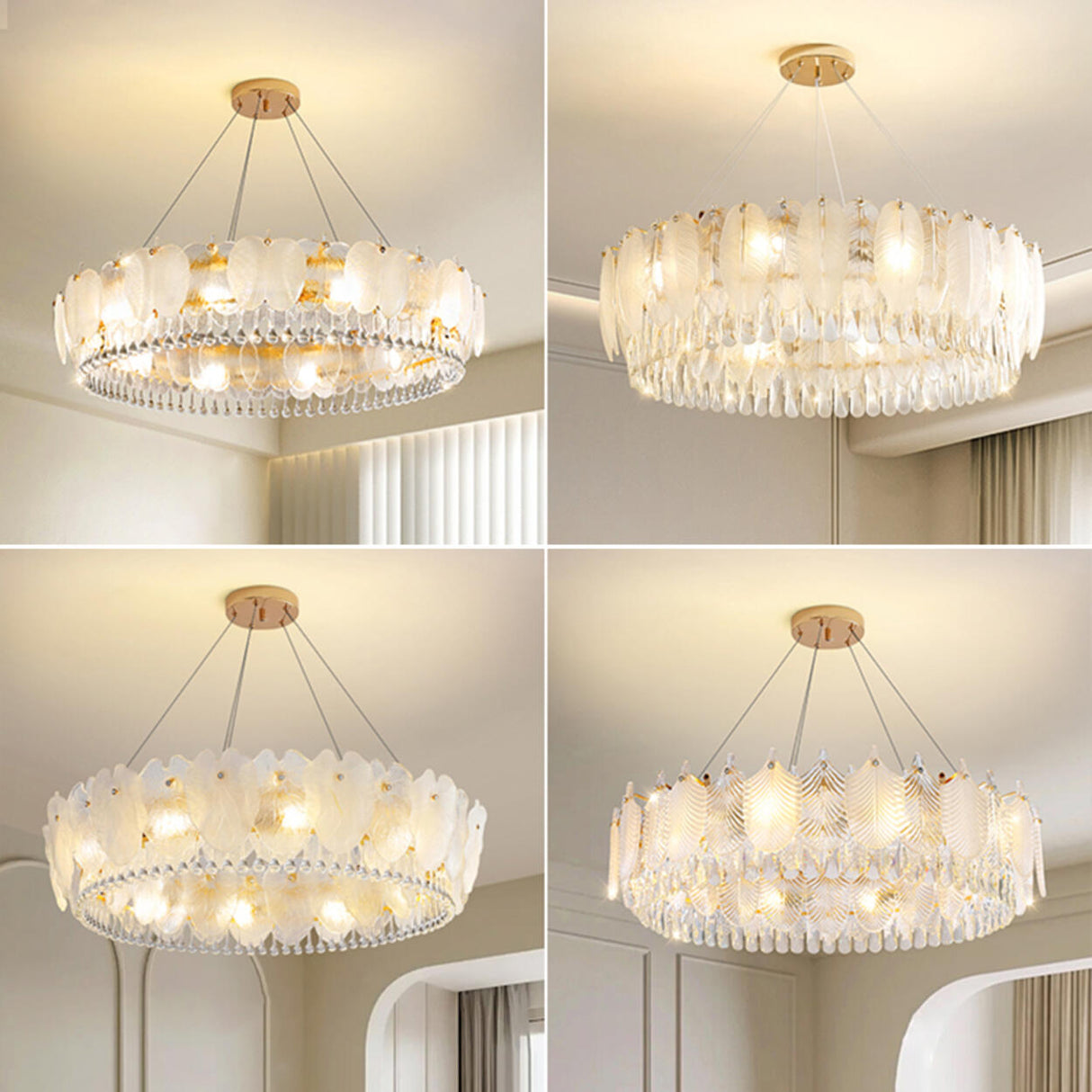 Feather Transparent Crystal Chandelier Kit Adjustable Height Image - 8