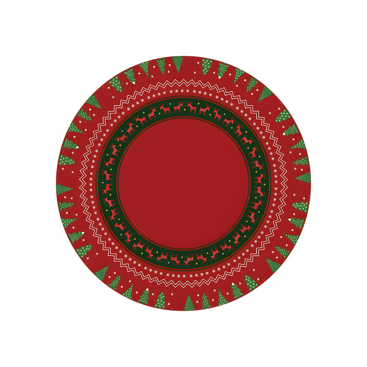 Festive Round Polyester Red Christmas Area Rug Image - 5