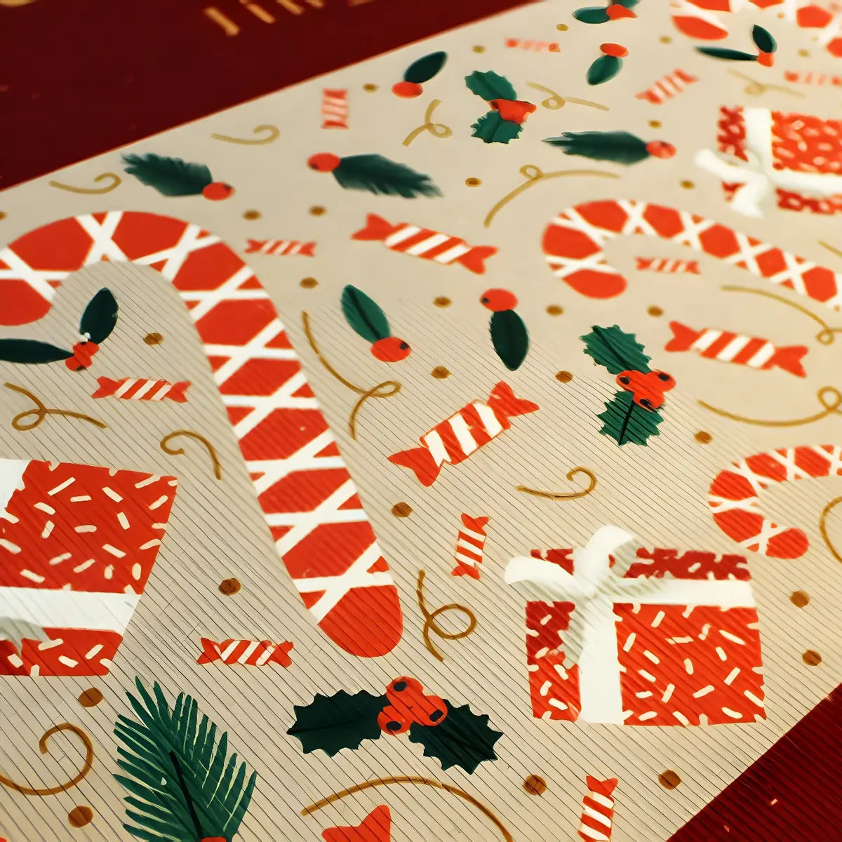 Festive Round Polyester Red Christmas Area Rug Image - 9