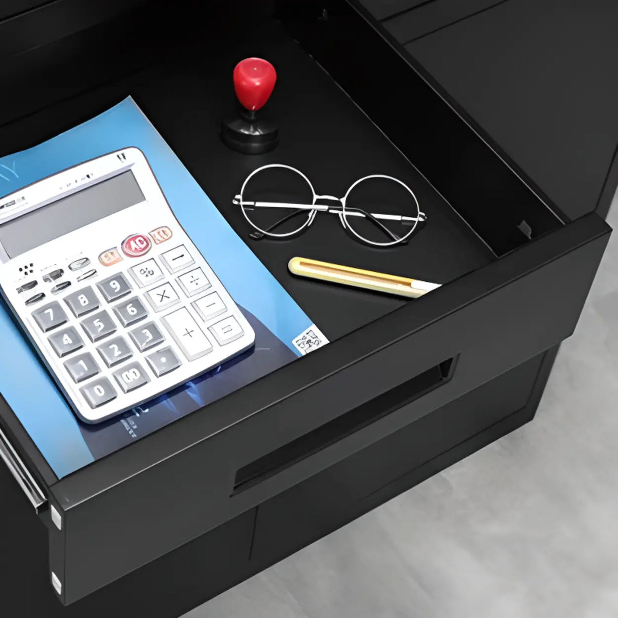 Fire Resistant Vertical Black Filing Cabinet with Key Lock Image - 3