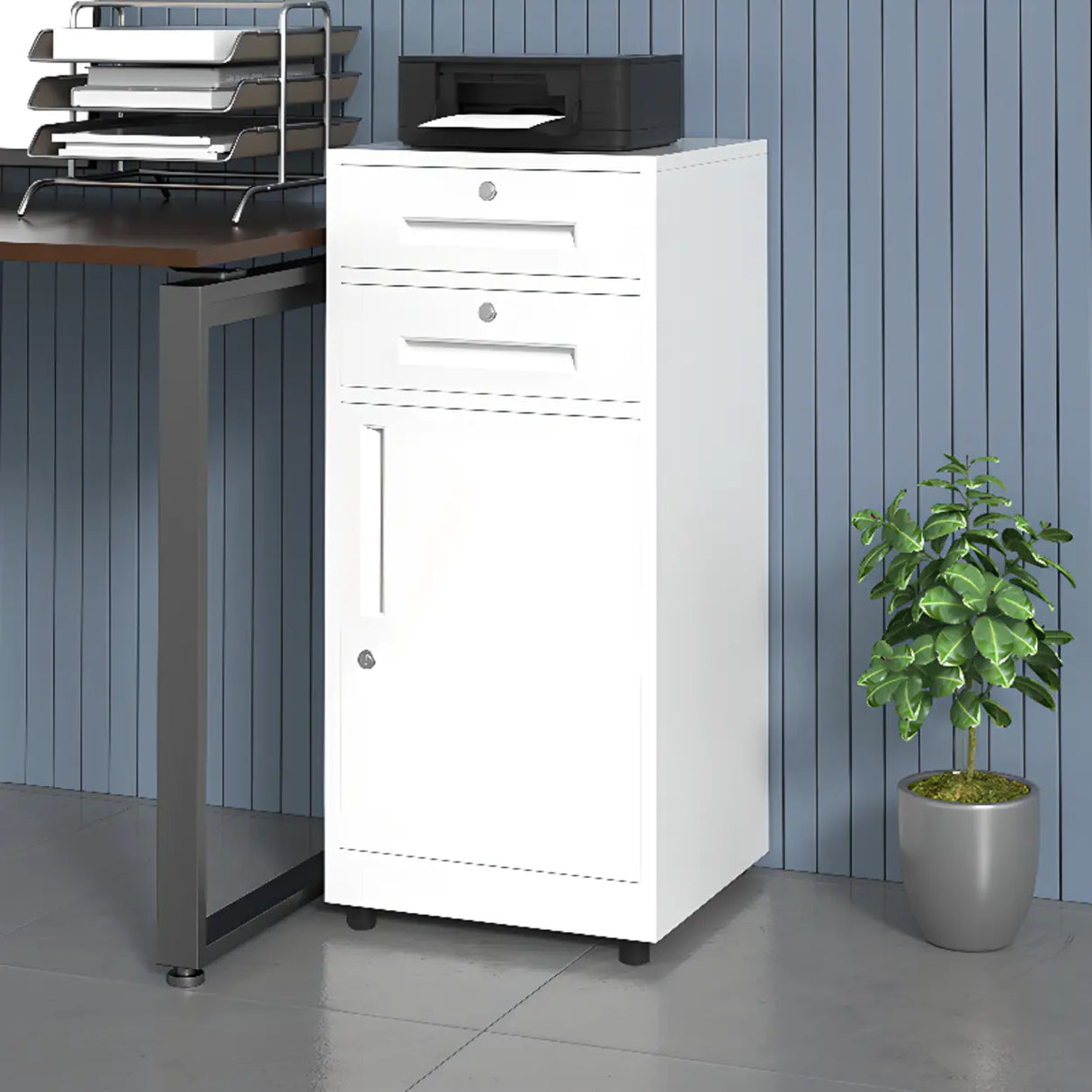 Fire Resistant Vertical Filing Cabinet with Lock and Casters Image - 1