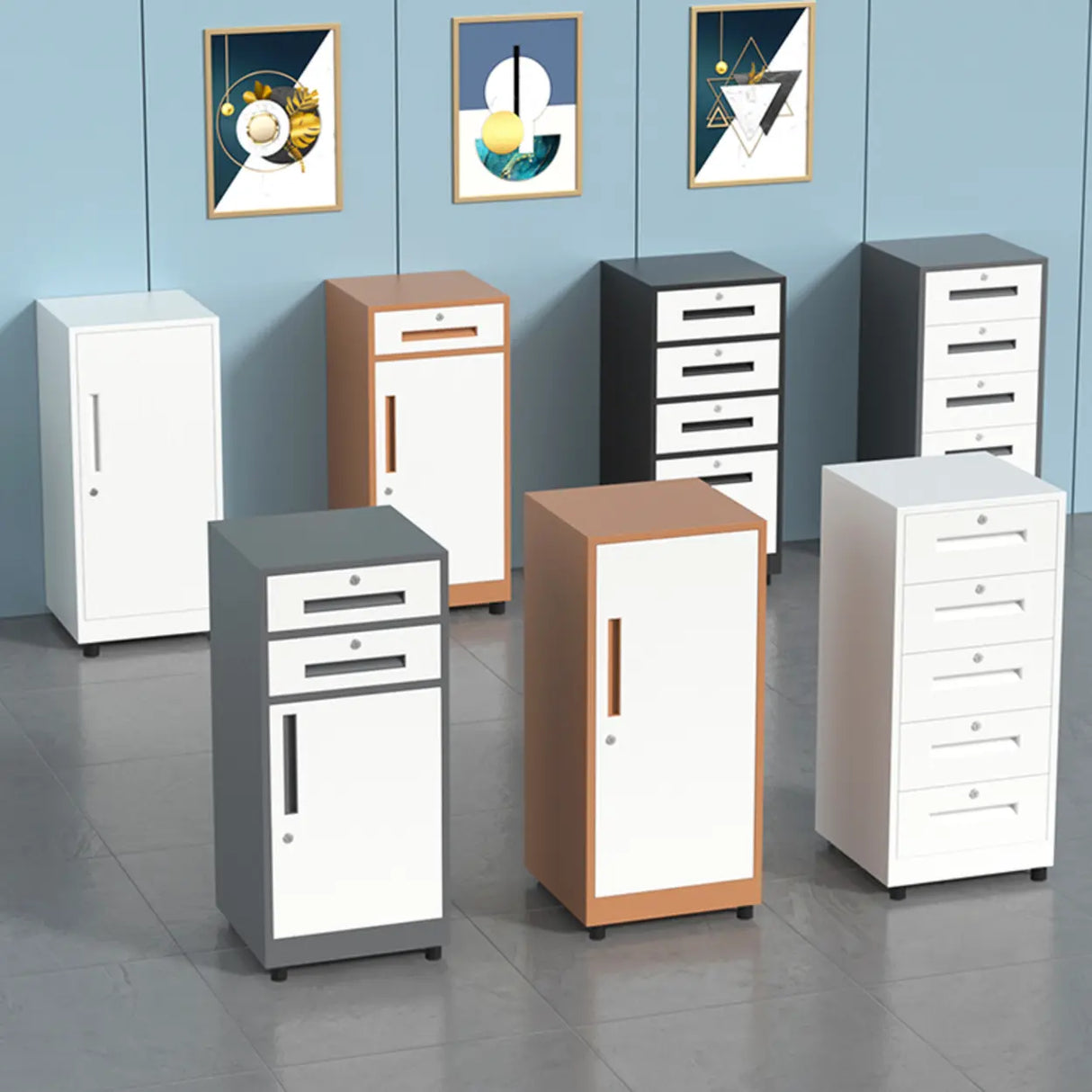 Fire Resistant Vertical Filing Cabinet with Lock and Casters Image - 3