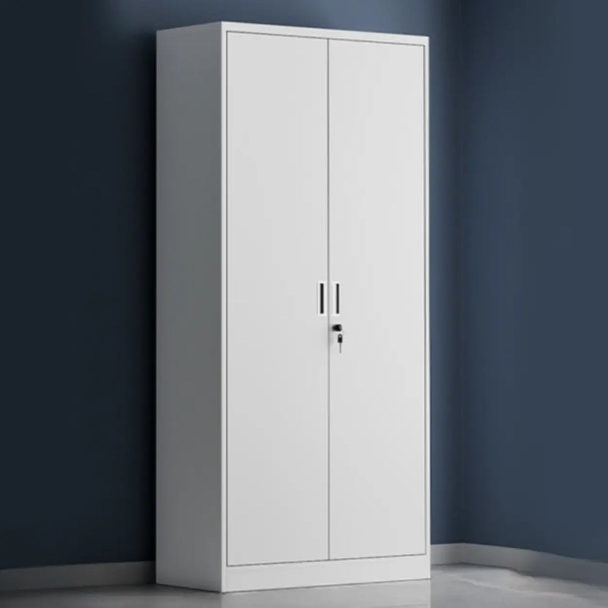 Fire Resistant Vertical White Cabinet with Lock and Shelving Image - 11