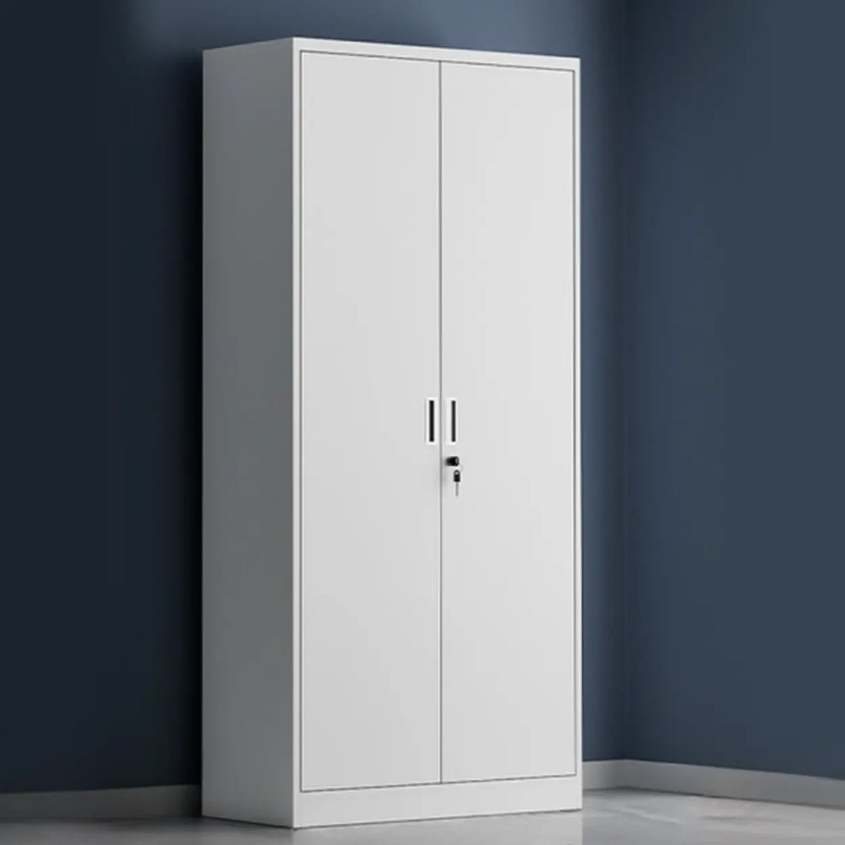 Fire Resistant Vertical White Cabinet with Lock and Shelving Image - 2