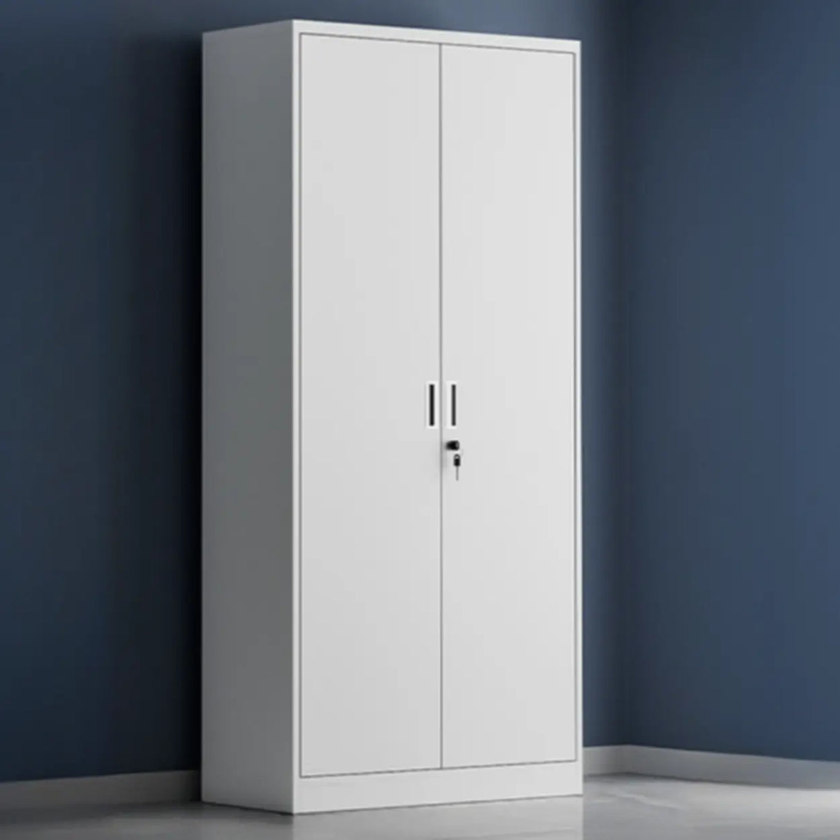 Fire Resistant Vertical White Cabinet with Lock and Shelving Image - 3