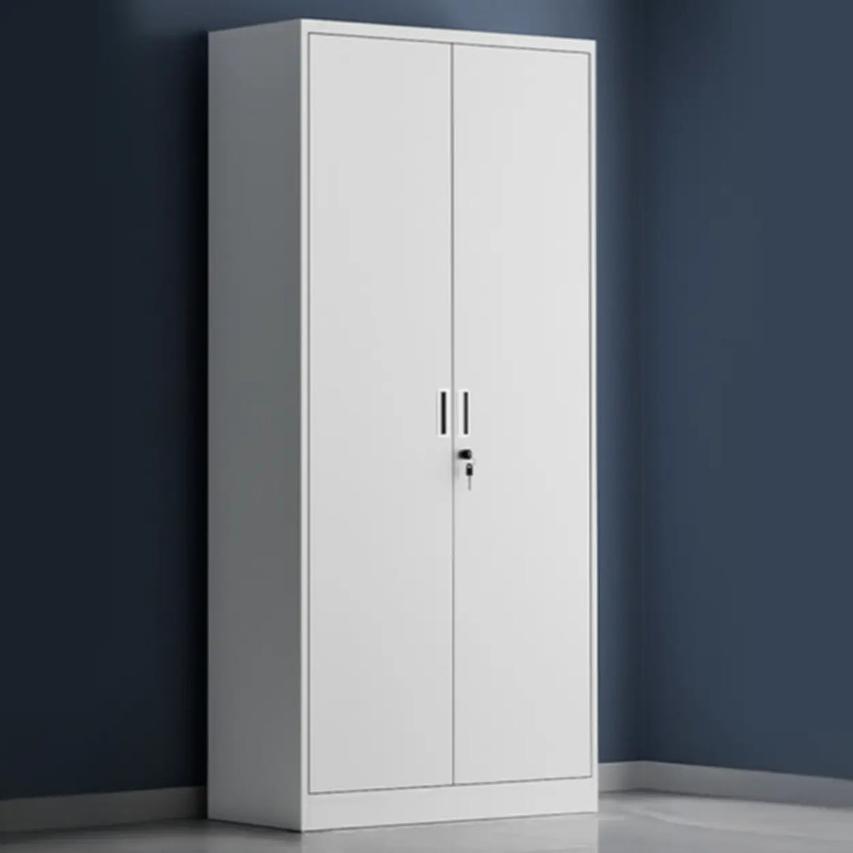 Fire Resistant Vertical White Cabinet with Lock and Shelving Image - 5