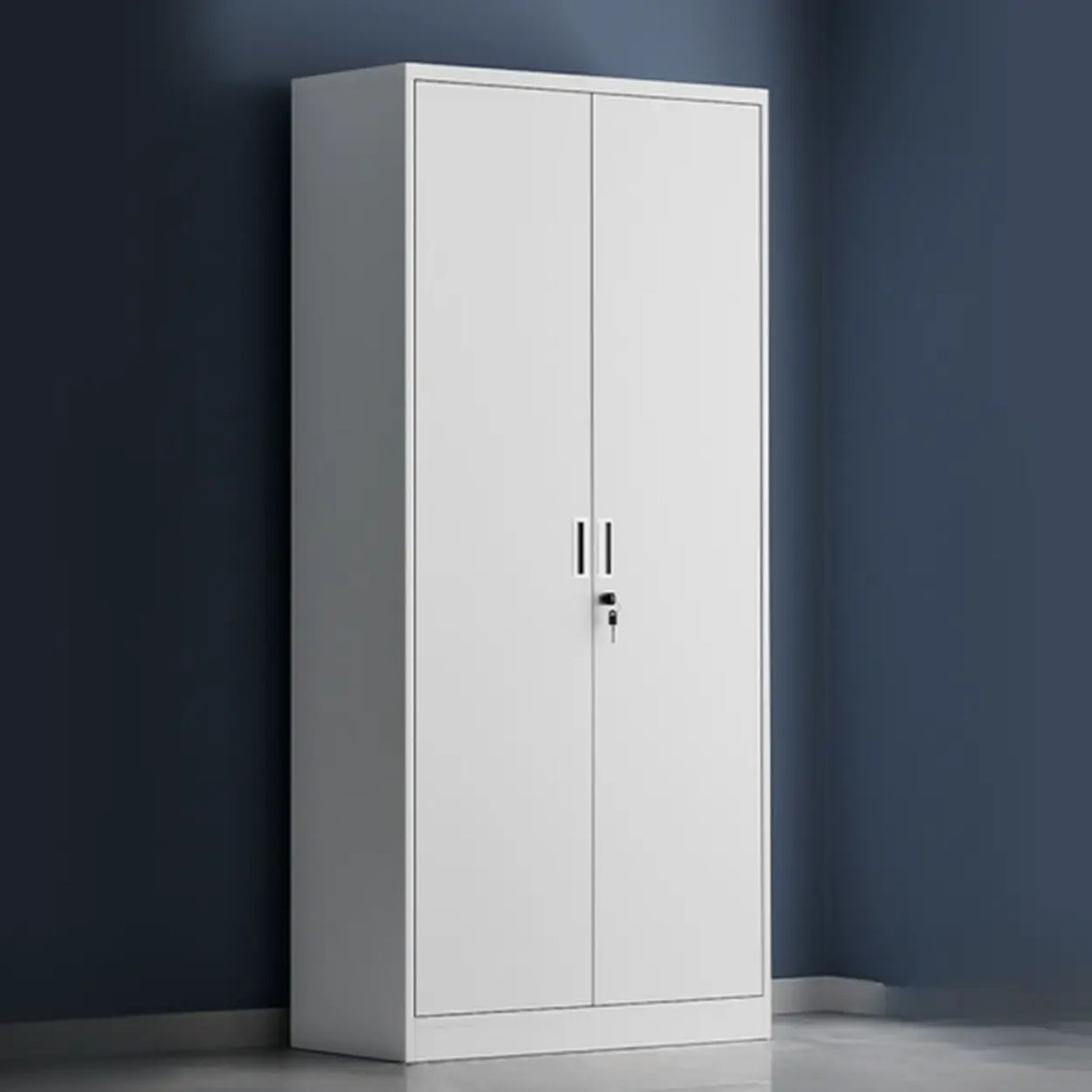 Fire Resistant Vertical White Cabinet with Lock and Shelving Image - 7