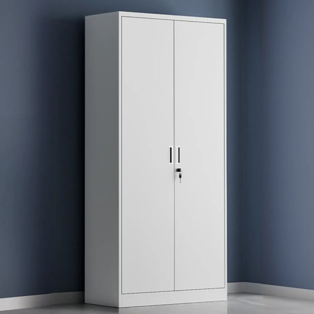 Fire Resistant Vertical White Cabinet with Lock and Shelving Image - 9