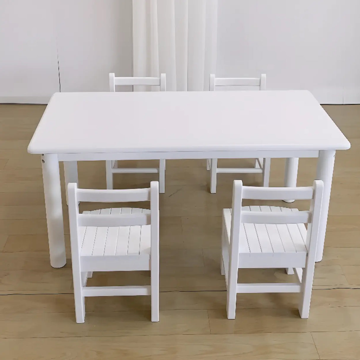 Fixed Height Rectangle Wood Kids Writing Desk for Four Image - 1