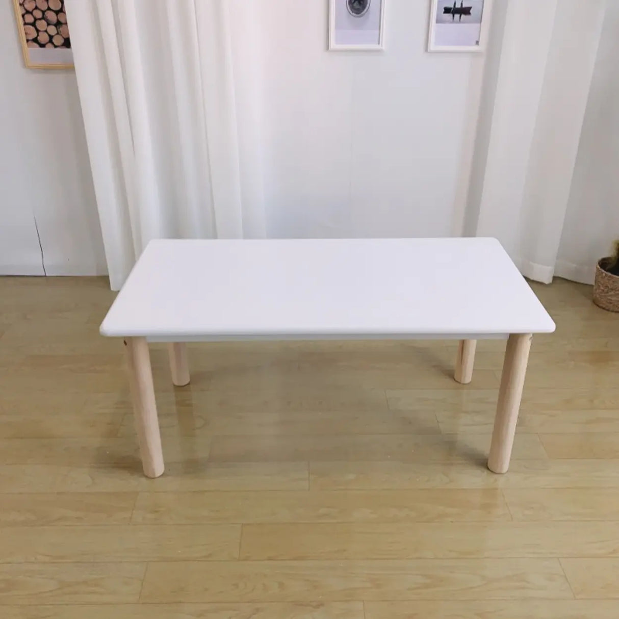 Fixed Height Rectangle Wood Kids Writing Desk for Four Image - 11