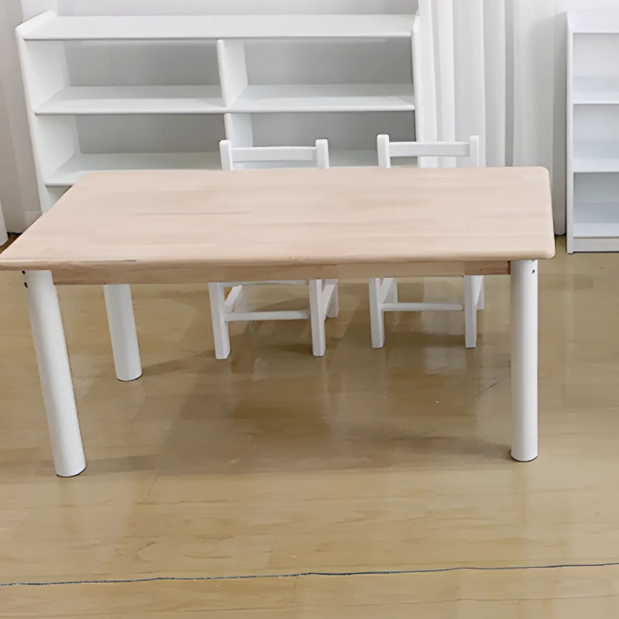 Fixed Height Rectangle Wood Kids Writing Desk for Four Image - 15