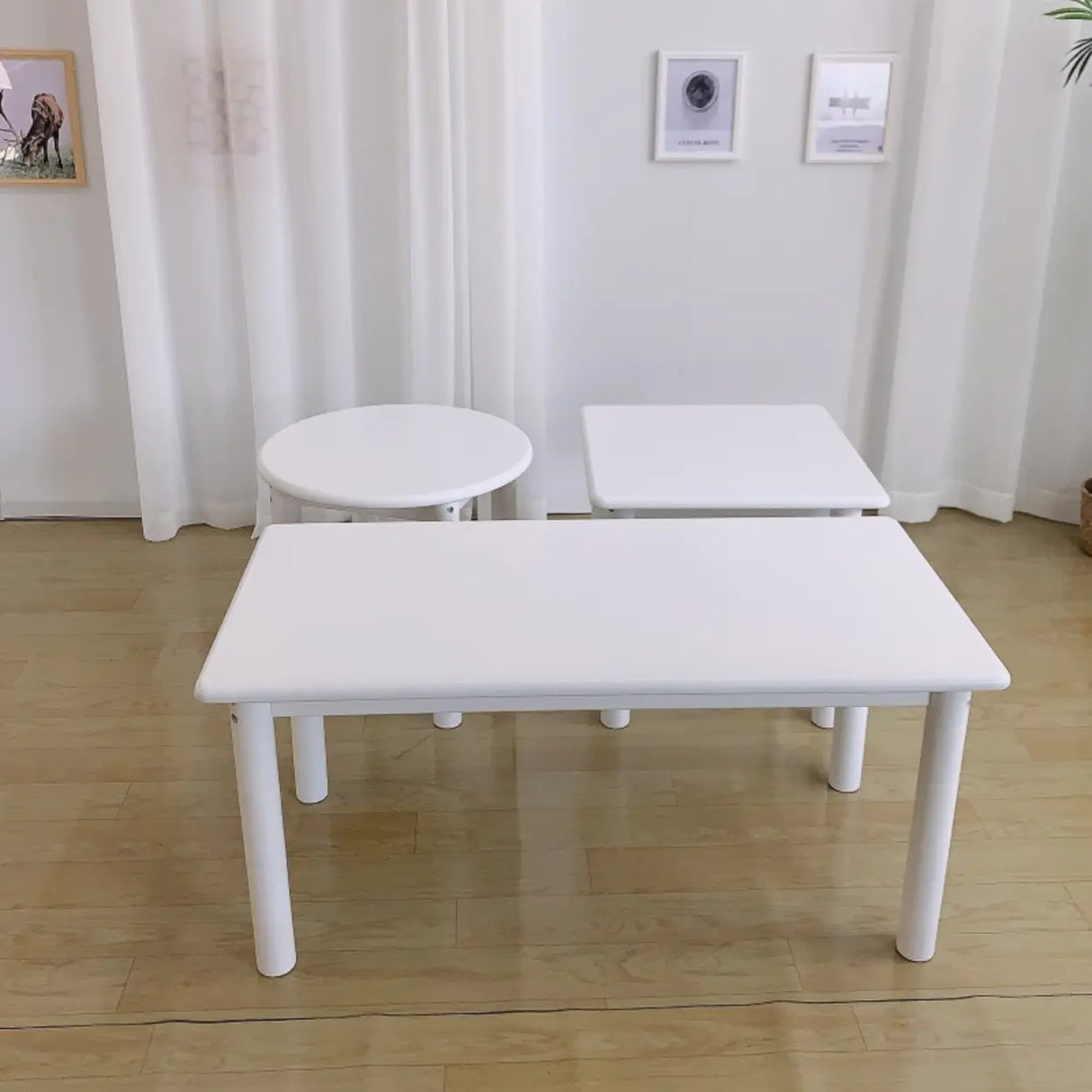 Fixed Height Rectangle Wood Kids Writing Desk for Four Image - 3