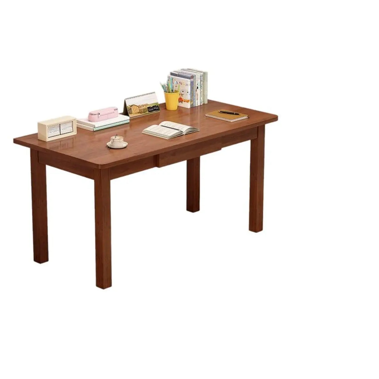 Fixed Height Wood Storage Writing Desk with Shelves Image - 11