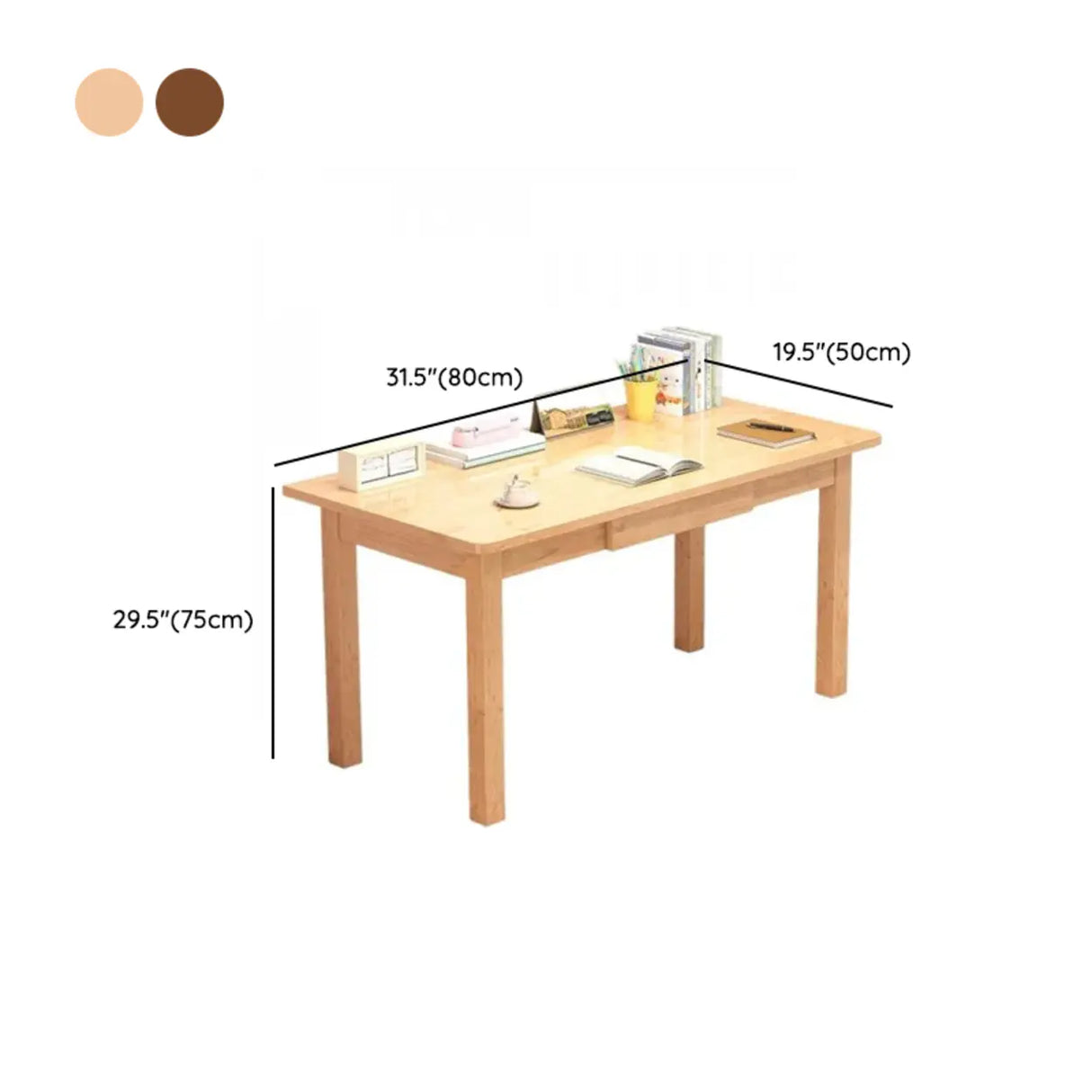 Fixed Height Wood Storage Writing Desk with Shelves