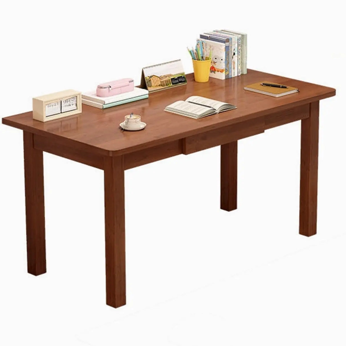 Fixed Height Wood Storage Writing Desk with Shelves Image - 5