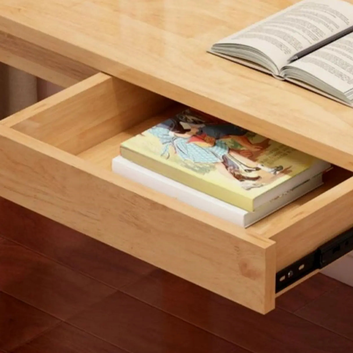 Fixed Height Wood Storage Writing Desk with Shelves Image - 7