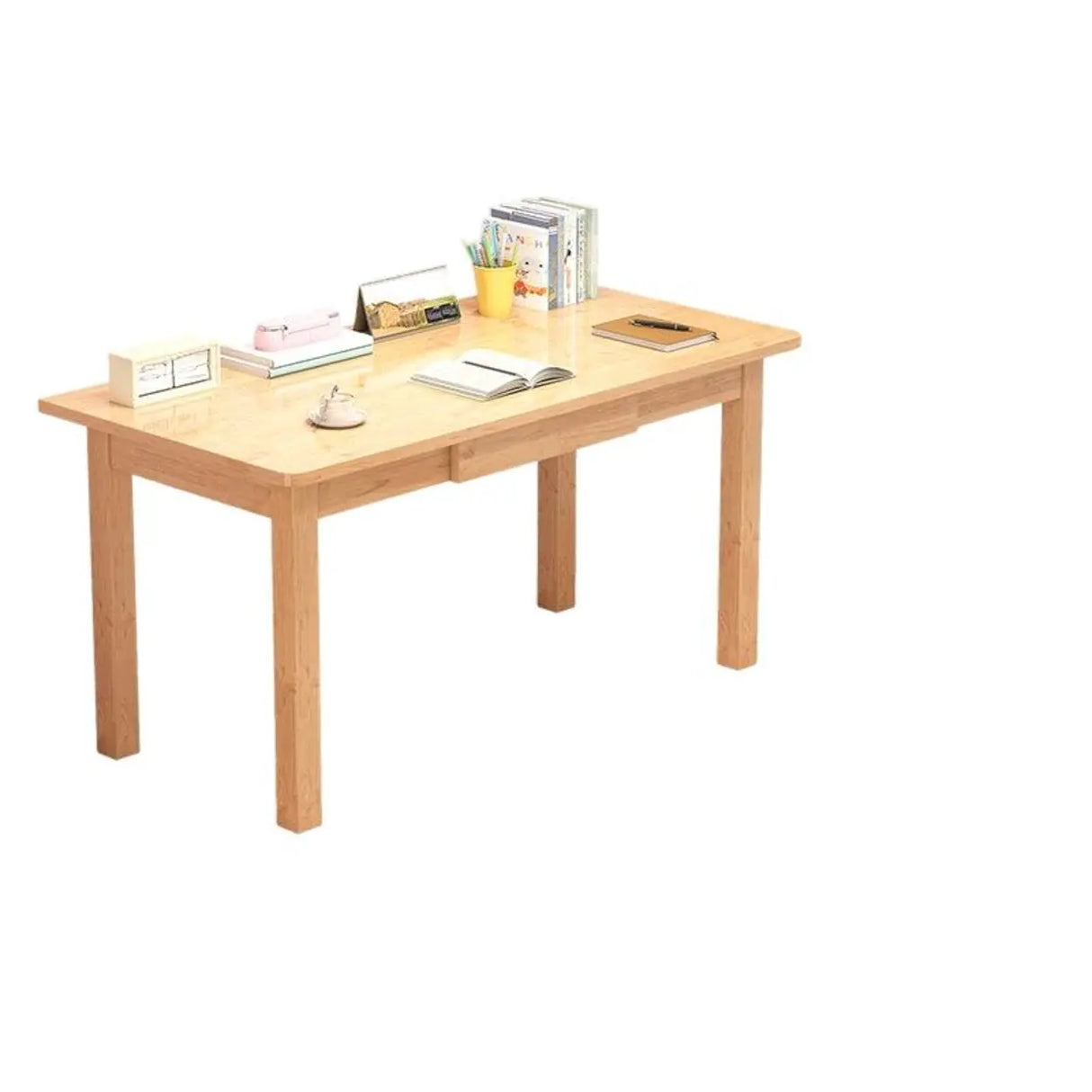 Fixed Height Wood Storage Writing Desk with Shelves Image - 8