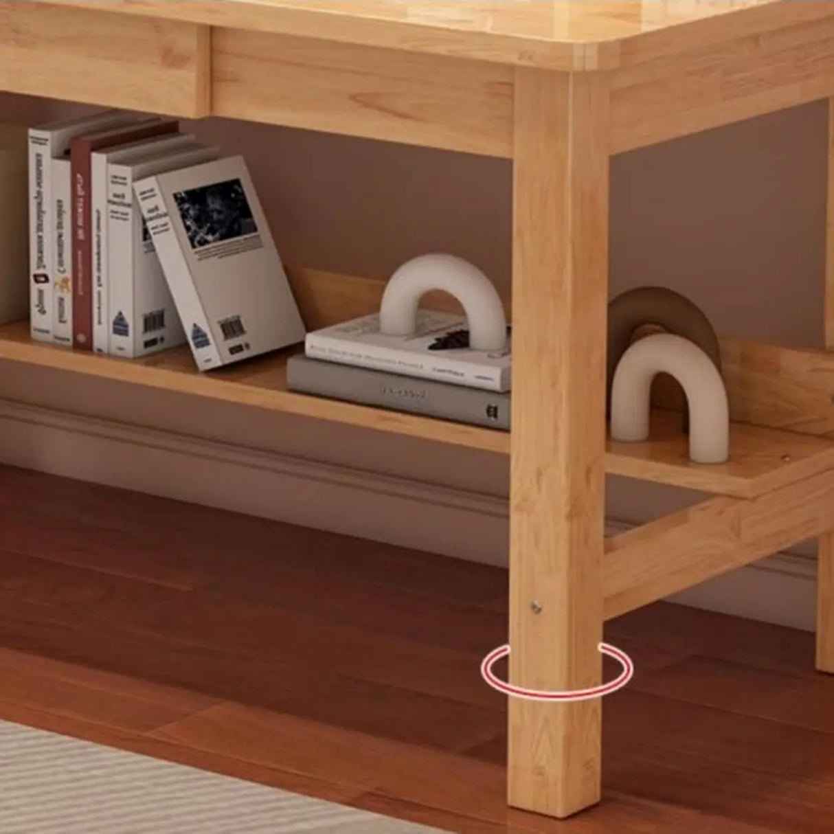 Fixed Height Wood Storage Writing Desk with Shelves Image - 9