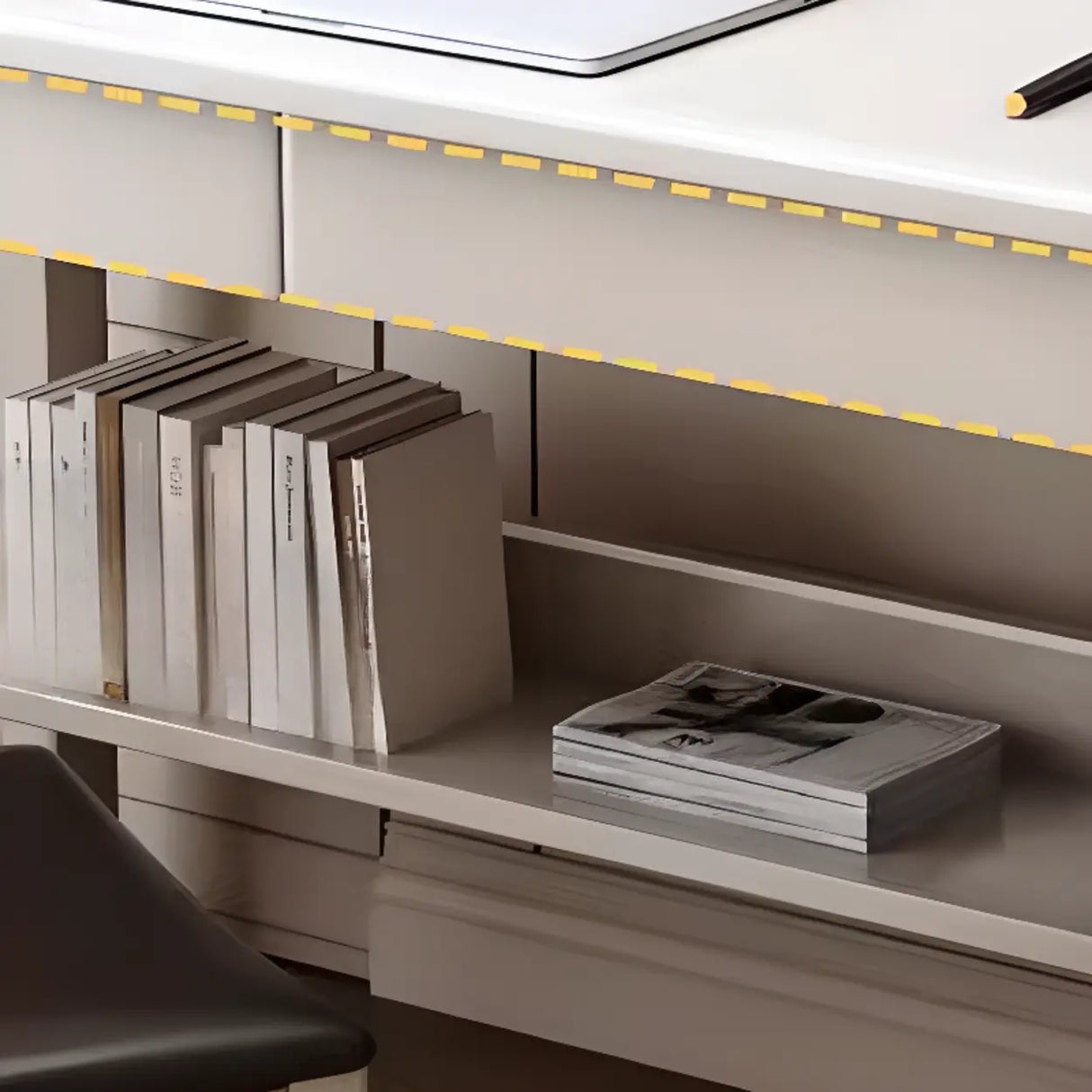 Fixed Wood Kids Writing Desk with Shelves and Hutch Image - 10