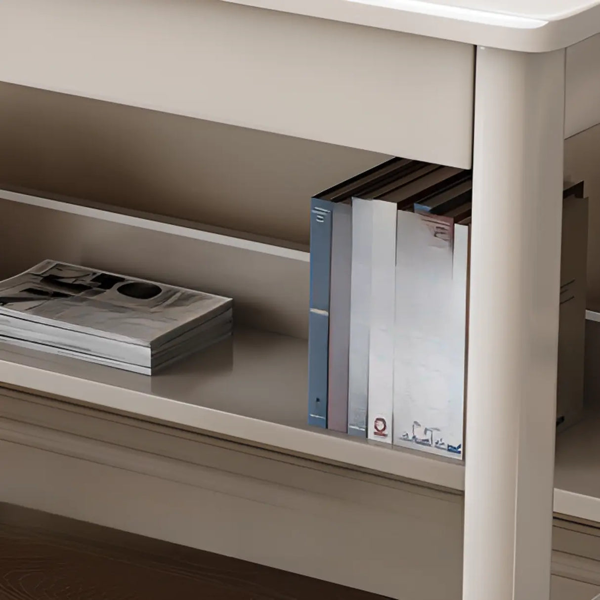 Fixed Wood Kids Writing Desk with Shelves and Hutch Image - 4