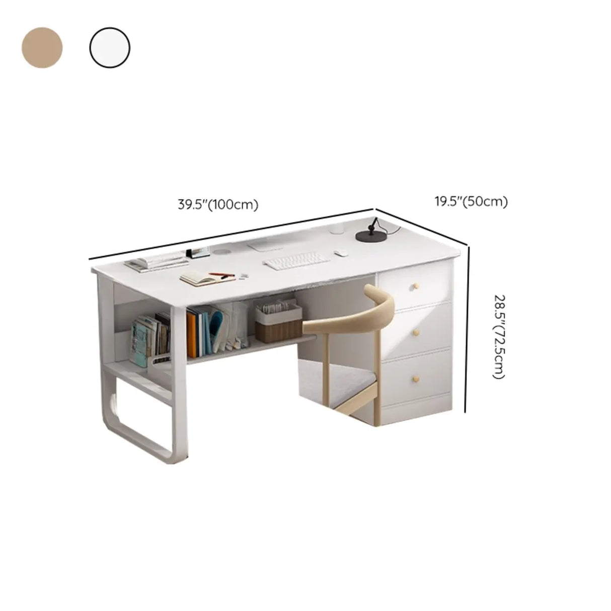 Fixed Wood Top Metal Base Storage Kids Computer Desk