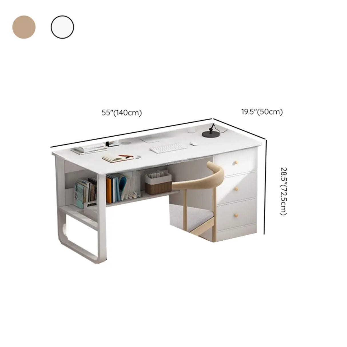 Fixed Wood Top Metal Base Storage Kids Computer Desk Image - 20