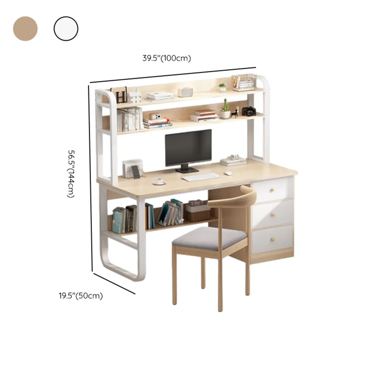 Fixed Wood Top Metal Base Storage Kids Computer Desk Image - 21