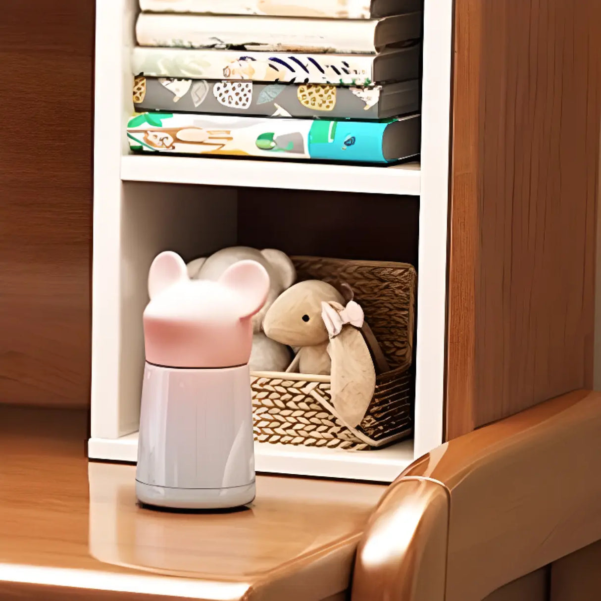 Fixed Wooden Kids Desk with Hutch and Storage Shelves Image - 9