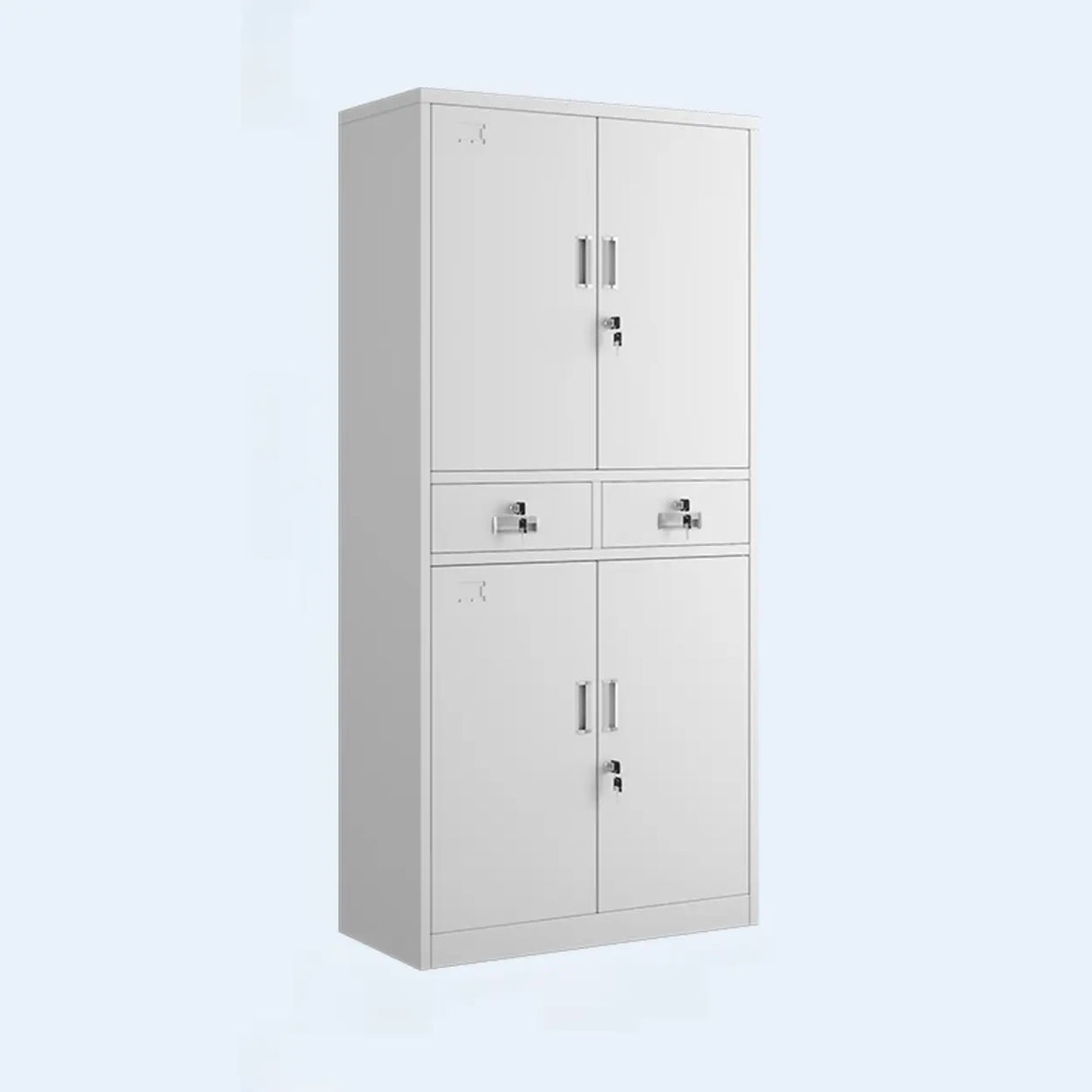 Flameproof White Steel Vertical Filing Cabinet with Key Lock Image - 1