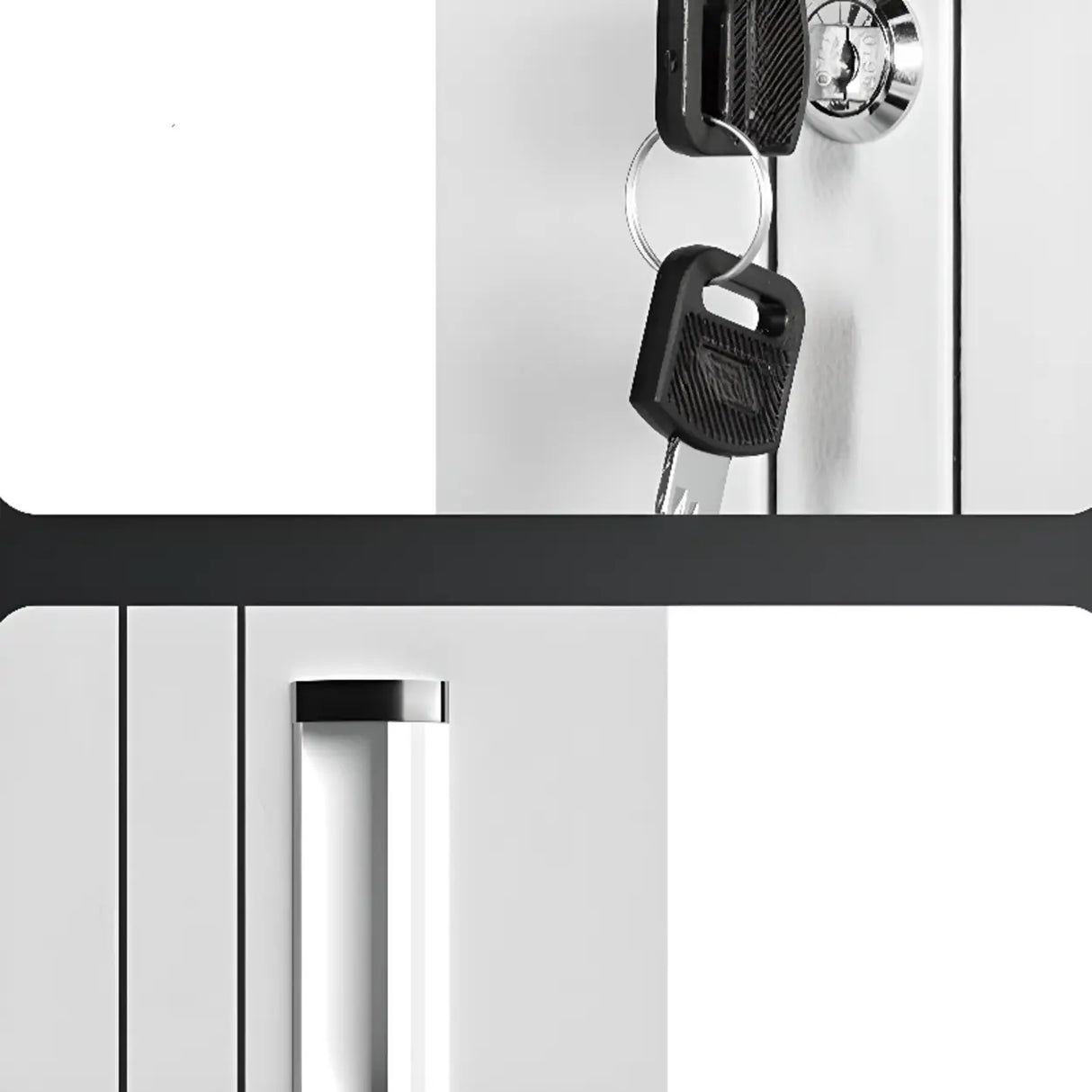 Flameproof White Steel Vertical Filing Cabinet with Key Lock Image - 2