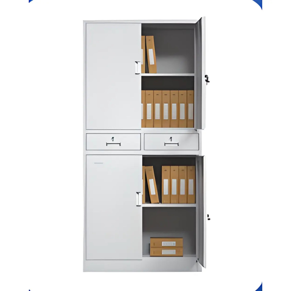 Flameproof White Steel Vertical Filing Cabinet with Key Lock Image - 3