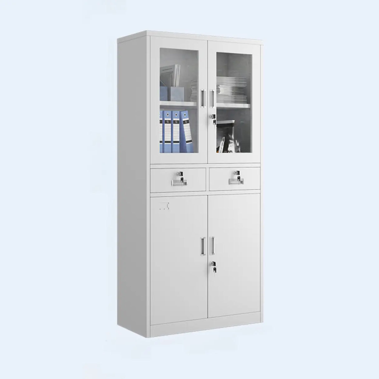 Flameproof White Steel Vertical Filing Cabinet with Key Lock Image - 5