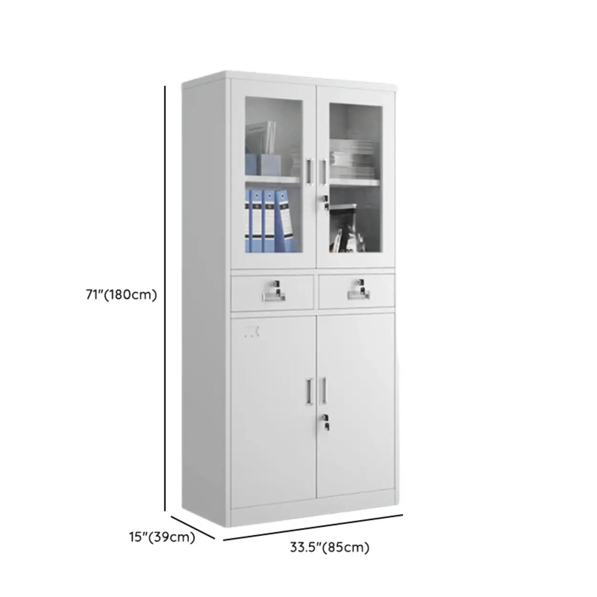 Flameproof White Steel Vertical Filing Cabinet with Key Lock Image - 7