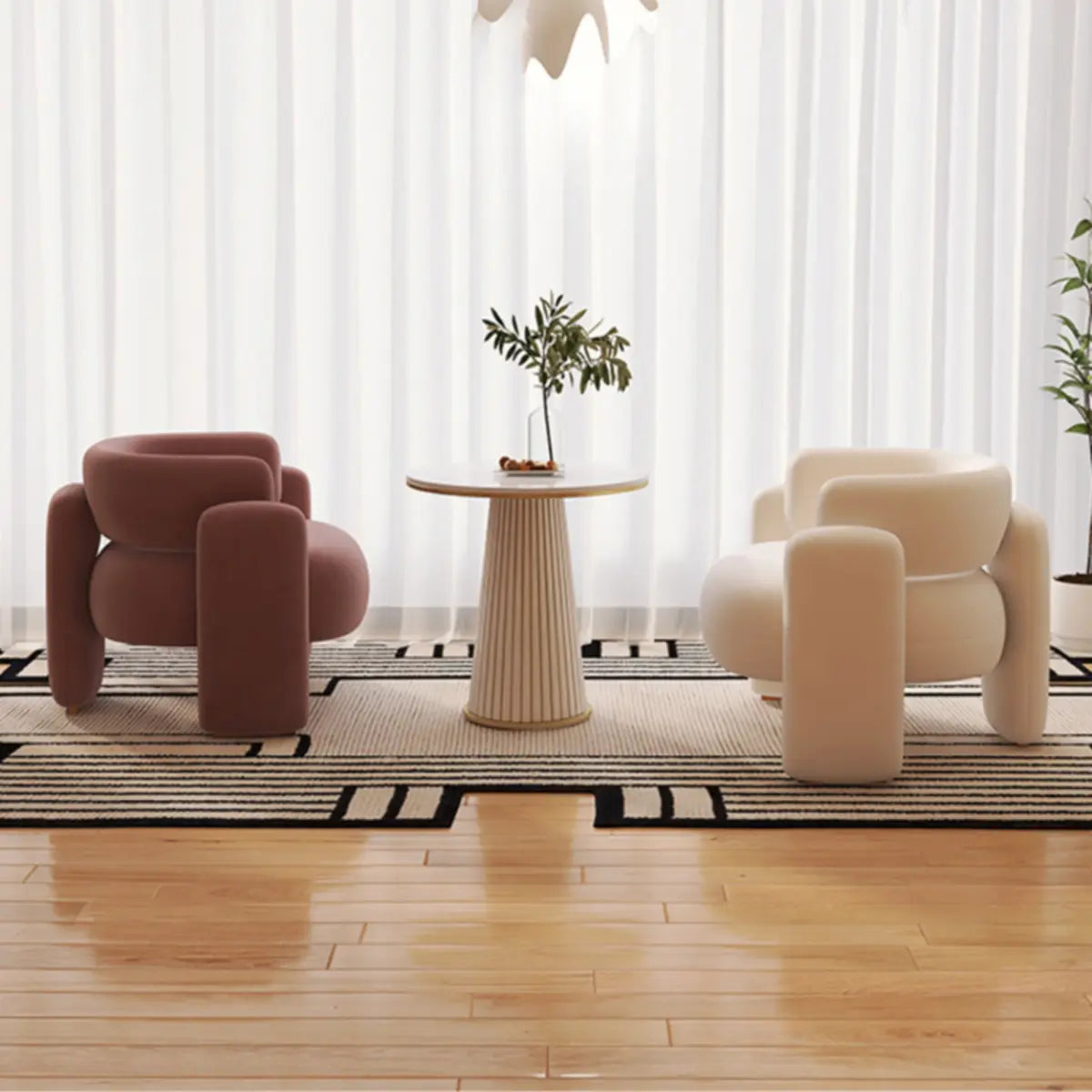 Flannel Curved Back Memory Foam Fill Barrel Chair Image - 10