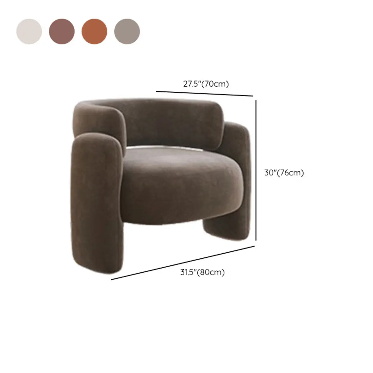 Flannel Curved Back Memory Foam Fill Barrel Chair
