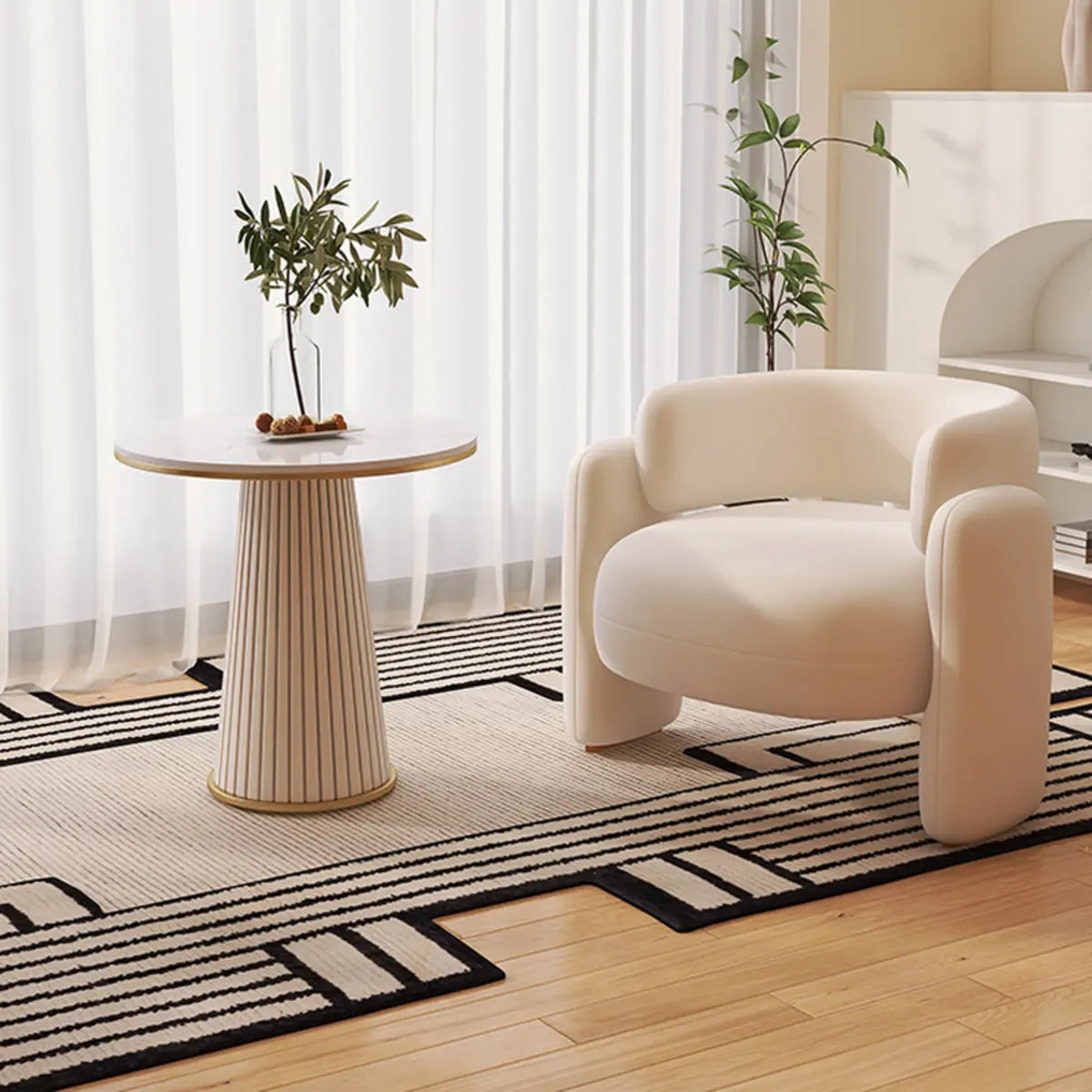 Flannel Curved Back Memory Foam Fill Barrel Chair Image - 4